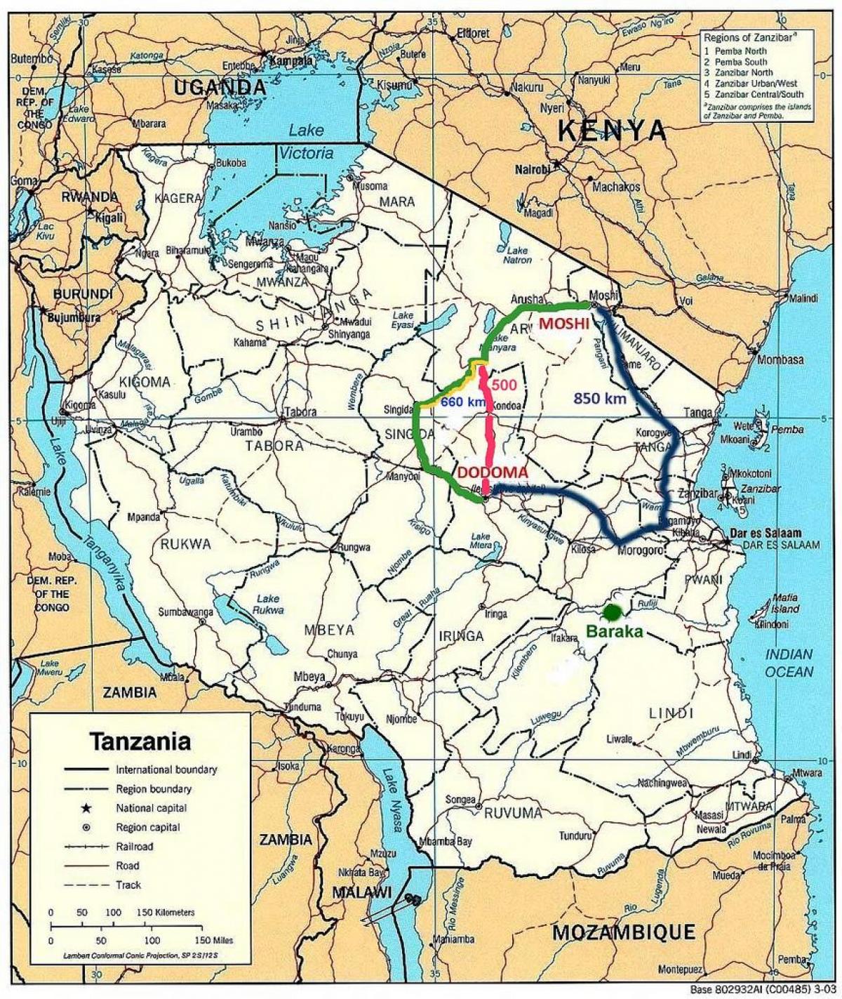 путна мрежа Танзанији на мапи
