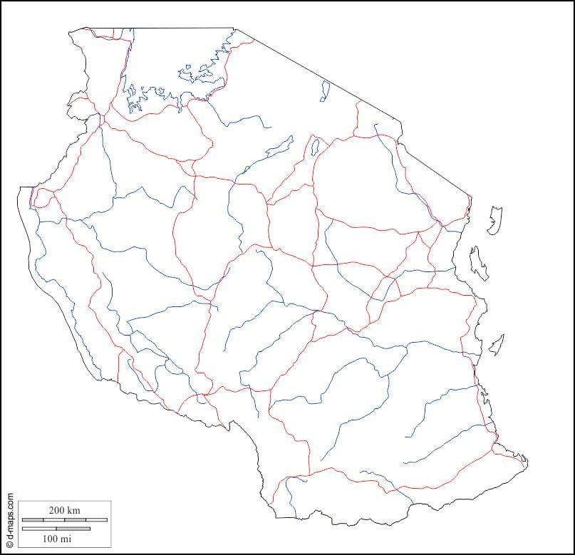 празна мапа Танзанији