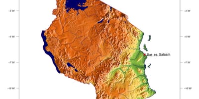 Карта рељефа Танзанији 