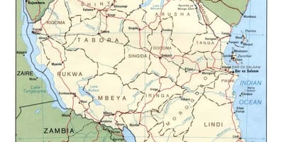 Карта историјских места у Танзанији