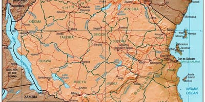 Карта Танзаније показује историјске сајтове