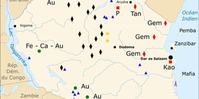 Карта природних ресурса Танзанији