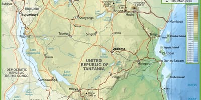Мапа пута Танзаније километара