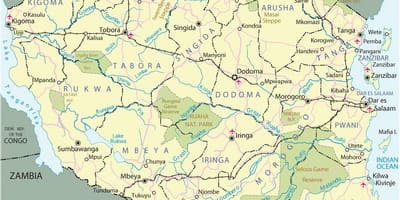 Туристичке атракције Танзанији на мапи