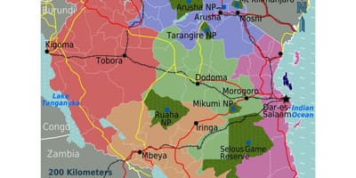 Карта Танзаније језик