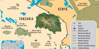 Карта Килиманџаро У Танзанији