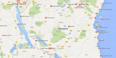 Мапа аеродрома Танзанији 